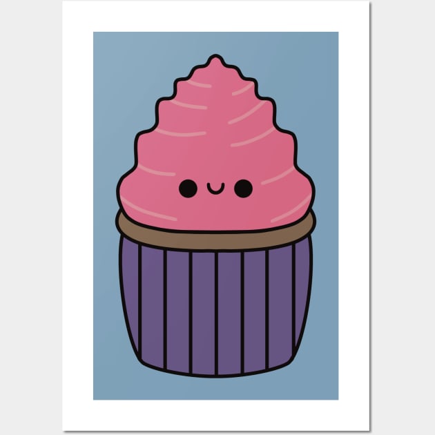 Cute Strawberry Cupcake - Kawaii Cupcake Wall Art by KawaiiByDice